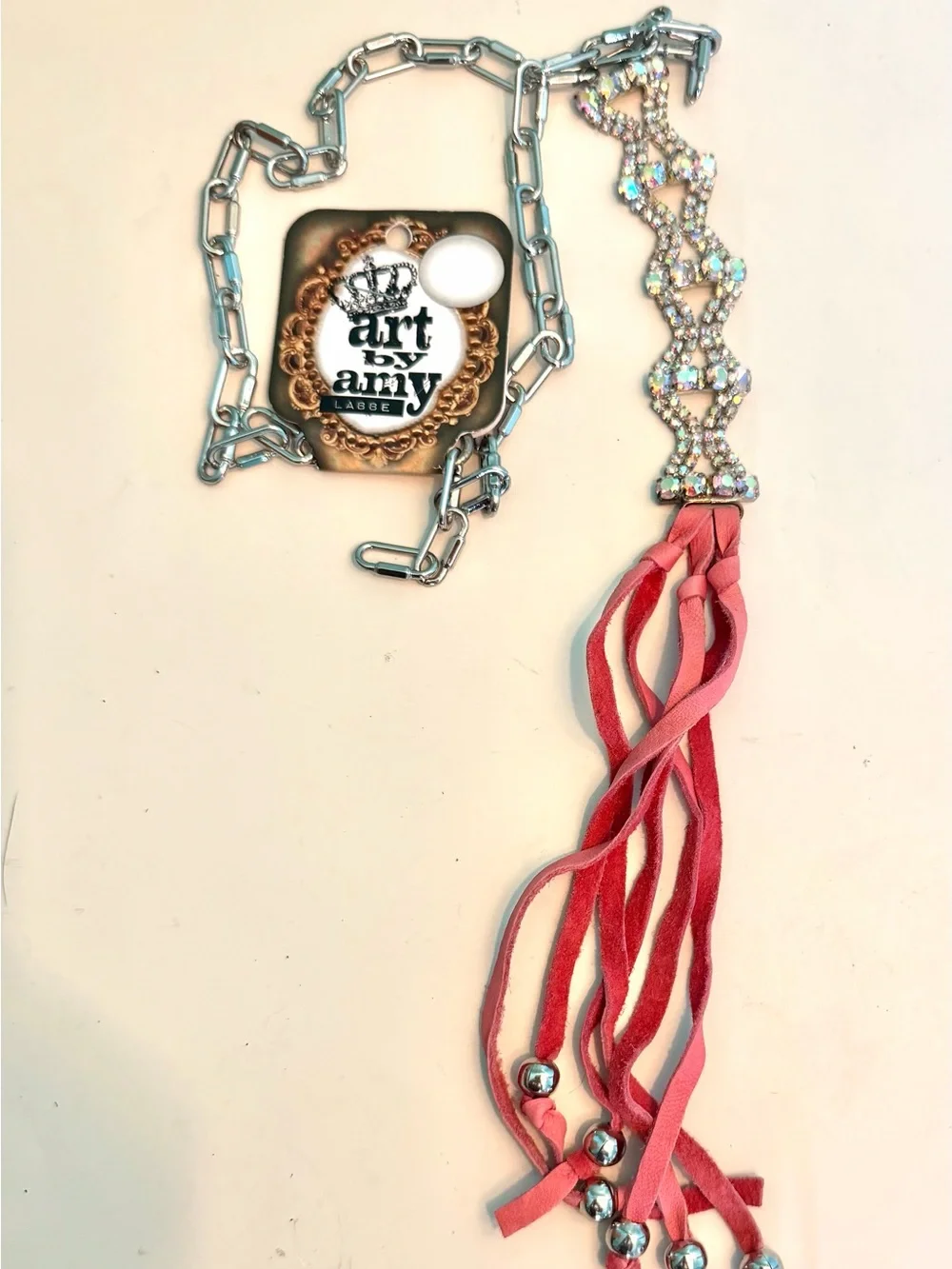 Art by Amy Pink Crystal Tassel Hair Accessory
